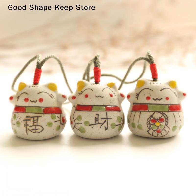 1/5Pcs Lucky Cat Bag Hanging Foyer Decor Cat Ceramic Pendant Room Decoration Handicrafts Sunny Day Doll Gift Accessories