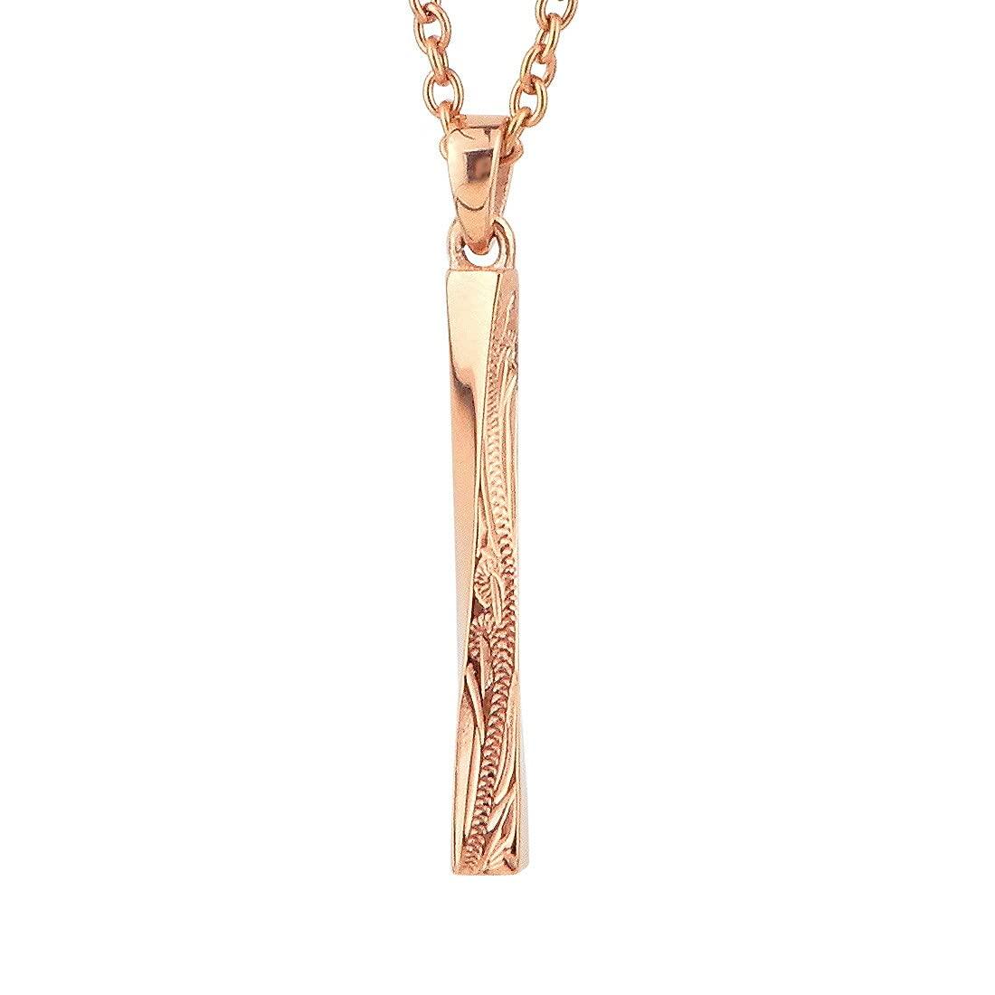 

Hawaiian Jewelry Necklace Twist Adult Simple Elegant Stainless Steel Pendant Scroll Rose Gold Women Men Azuki Chain 40cm [Alohalokahi]