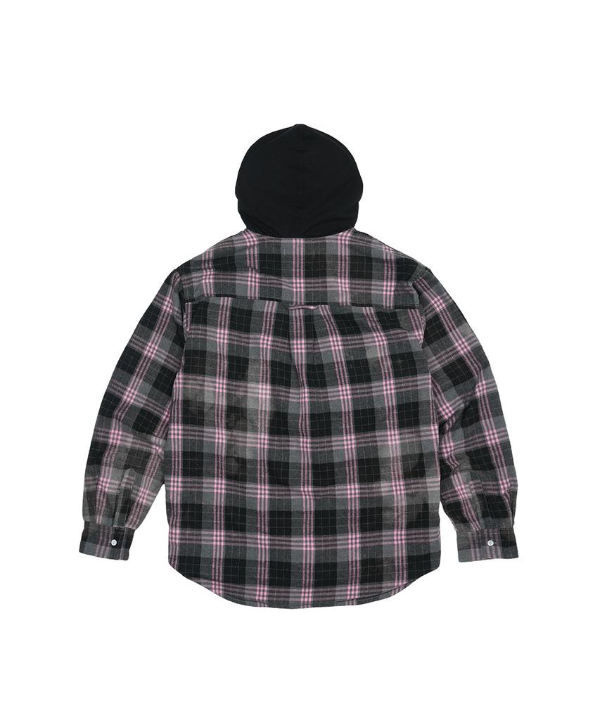 GRAILZ Bleached Plaid Hood Shirts [Black]