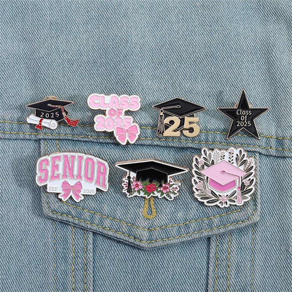 Graduation Cap Brooch Set Elegant Alloy Hat Lapel Pins Graduation Hat Pin For 2025 Graduate Women Celebrations