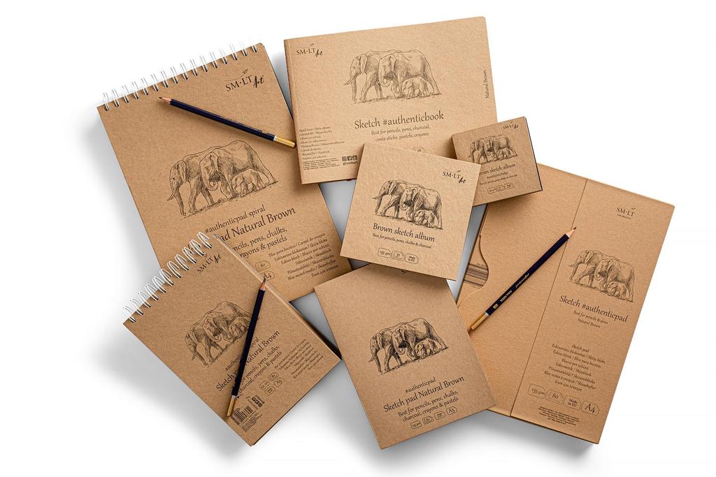 Authentic Spiral A4 Size SM/LT Sketchbook, Brown, Binding,