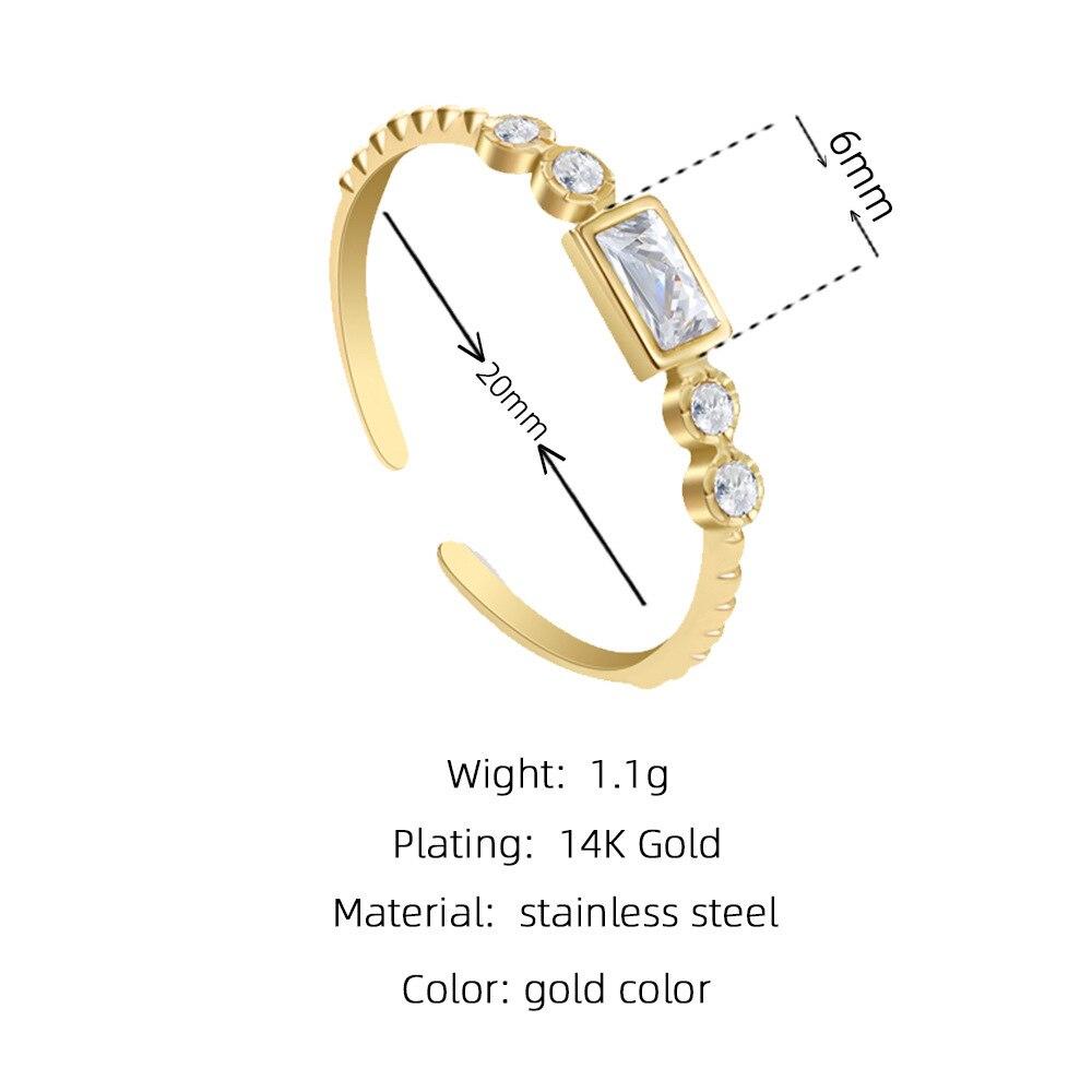 Butterfly Rings for Women Open Zirconia Square Stainless Steel Ring Trend Luxury Korean Fashion Jewelry Anillos Mujer