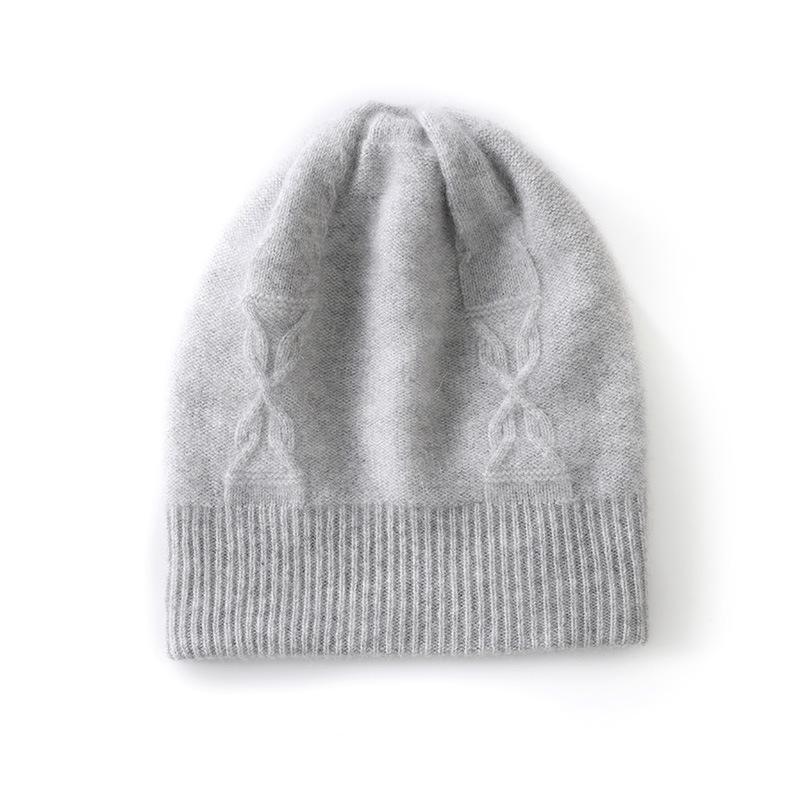 Double-layer Thickened Hat% Pure Cashmere Hat Unisex Twisted Knitted Warm Cashmere Hat