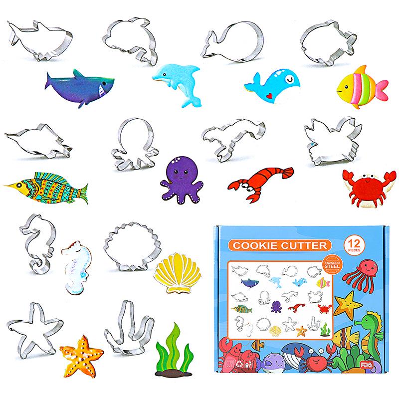 12-Piece Stainless Steel Cookie Cutter Set: Easter, Rabbit, Dinosaur, Christmas