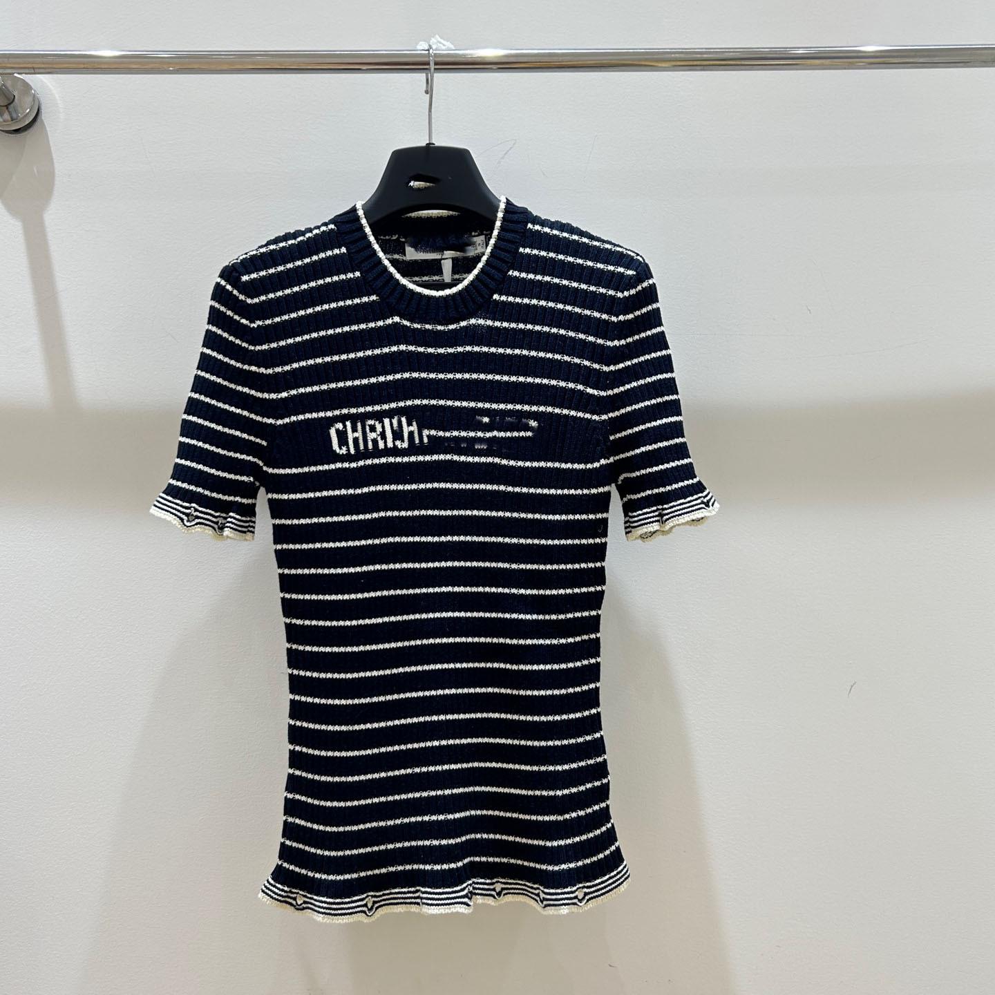 

Nanyou Striped Short Sleeve Casual Knit Top Large темно-синий