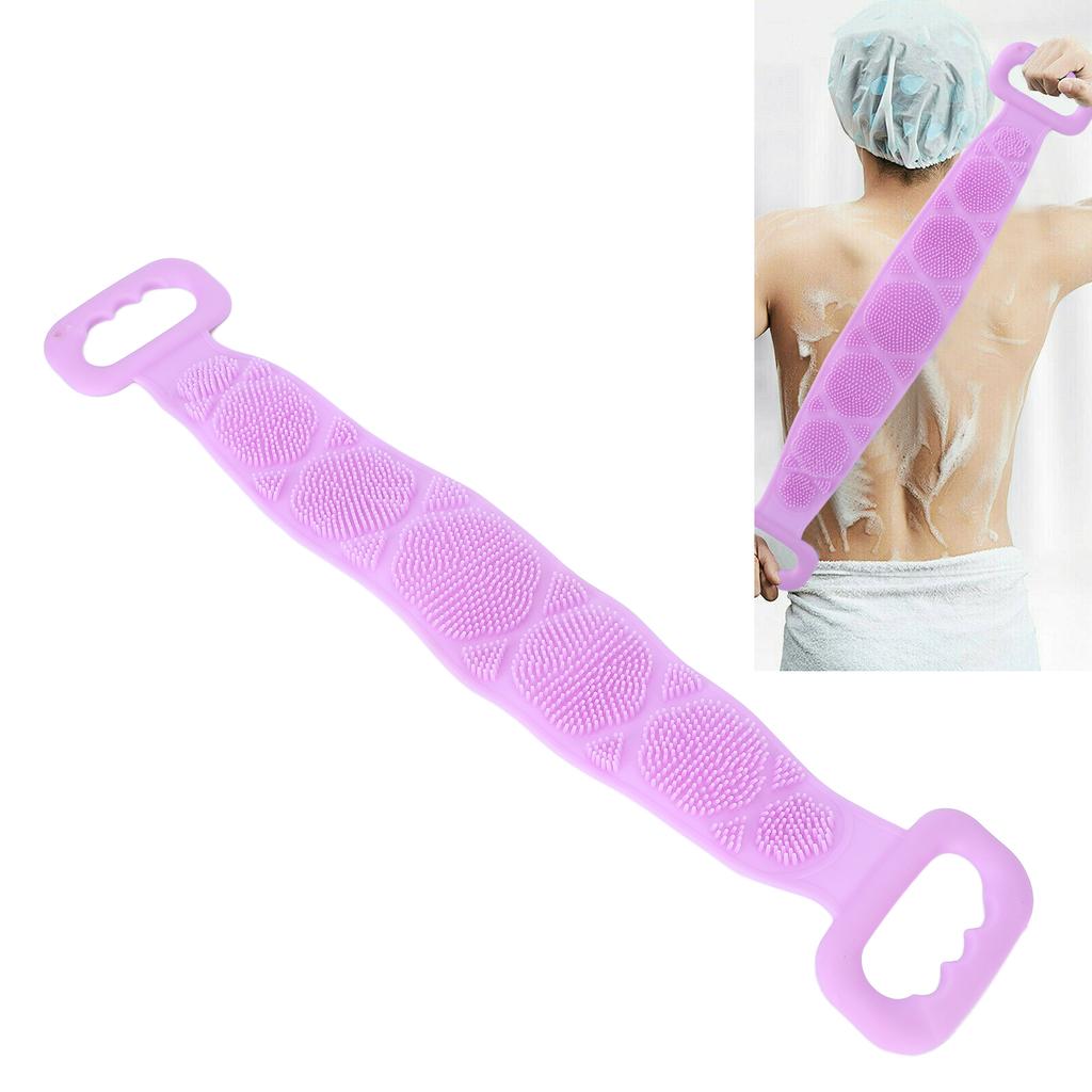 Silicone Back Scrubber Double Sided Bath Shower Exfoliating Back Cleaning Belt Strap for Men Women