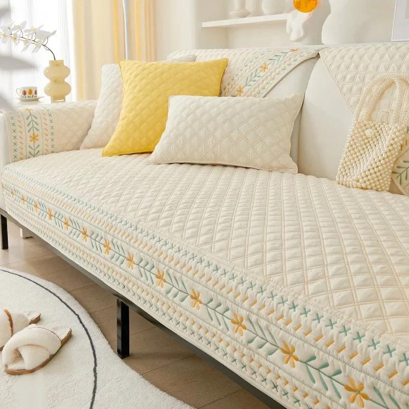 

Подушка для дивана в деревенском стиле с цветочным узором, универсальный чехол для дивана из хлопка на все времена, противоскользящий и пылезащитный чехол для спинки 70x70