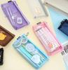 Cute Cartoon Mesh Pencil Case Large Capacity Transparent Stationery Storage Bag Cosmetic Organizer for Girls School Supplies
