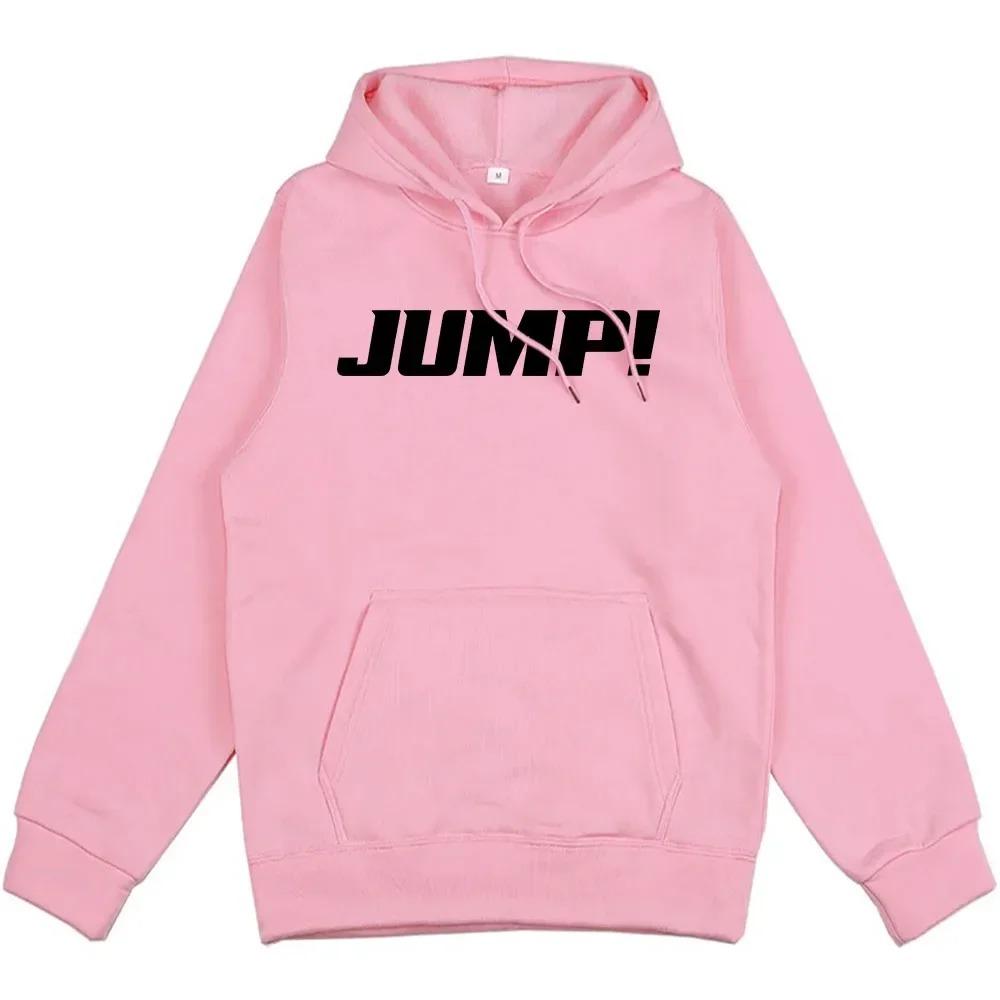 

Черно-розовые худи с капюшоном Jump, корейская мода женской группы, толстовки с длинным рукавом, свободные, с карманом, пуловеры, унисекс, уличная одежда 4XL