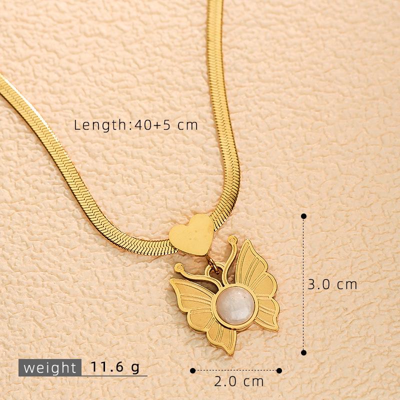 Minimalist Geometric Heart & Butterfly Clavicle Pendant Jewelry