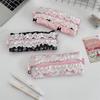 Floral Lace Quilted Pencil Case: Large Capacity, Portable Stationery Bag for Girls