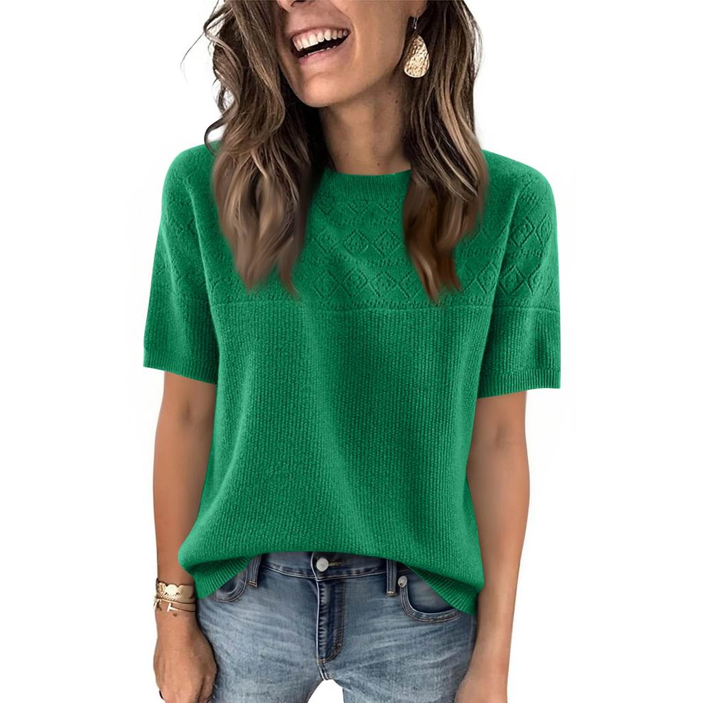 Women's Fashion Casual Round Neck Short Sleeve Shirt