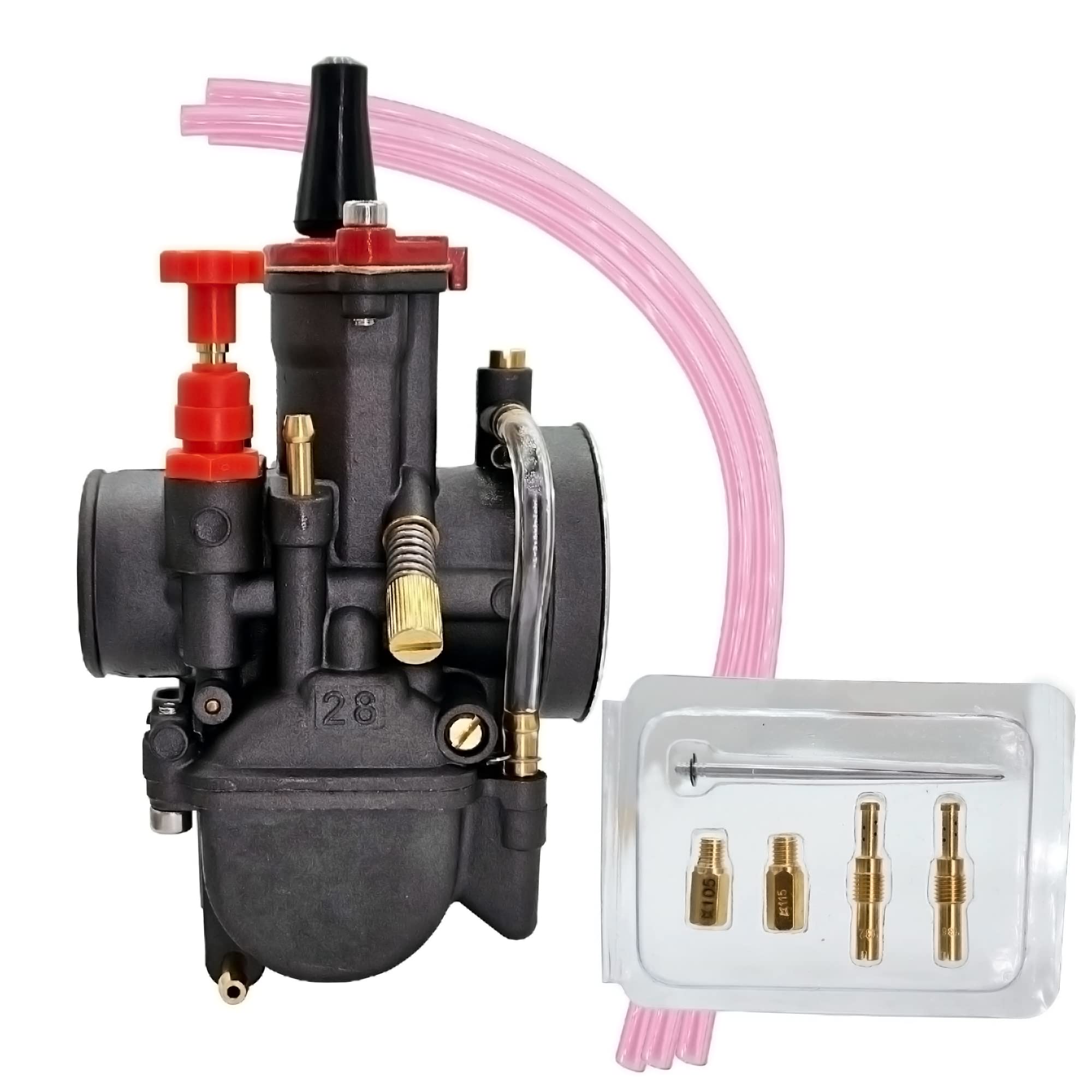 

leihuo Универсальный карбюратор PWK 28 мм с мощностным жиклером для гоночных и скутеров 75-250 куб.см Автомобили, Внедорожники, Квадроциклы, (Черный Красный)