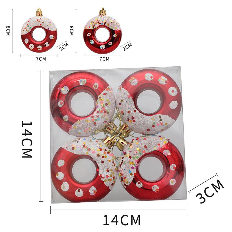 4Pcs Lovely Donut Christmas Tree Decoration Christmas House Hanging Ornament