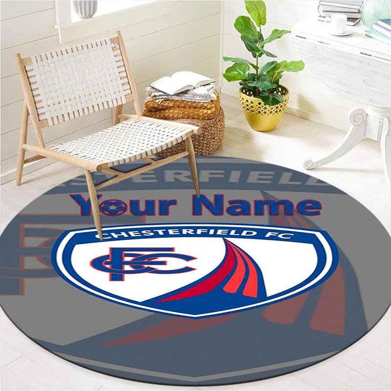Chesterfield Fc Crest Custom Name Round Area Rug Carpet Rug For Living Room Bedroom Sofa Playroom Decor Nonslip Floor Mat
