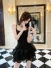 Bow temperament thin suspender dress women's spring design sense two wear super fairy waist thin dress
