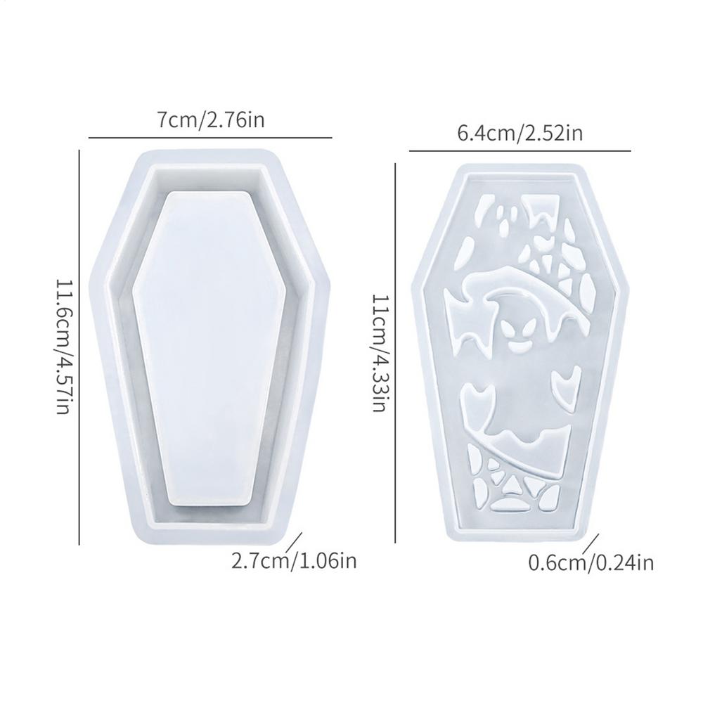 Coffin Silicone Mold Spooky Lamp Shade Mold for Resin Halloween Casting Lampshade Handcraft for Dining Table Bathroom Study