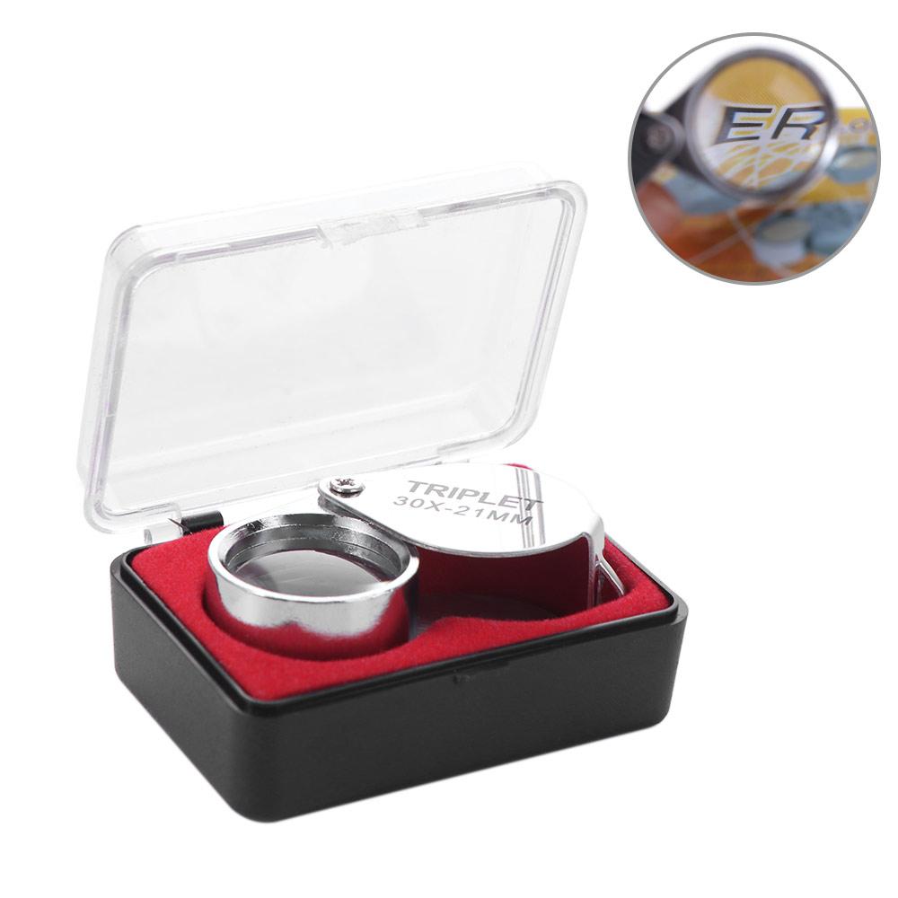 Metal Jewelry Magnifying Glass Mini Reading Magnifier 10-30X Pocket Loupe Read Newspapers