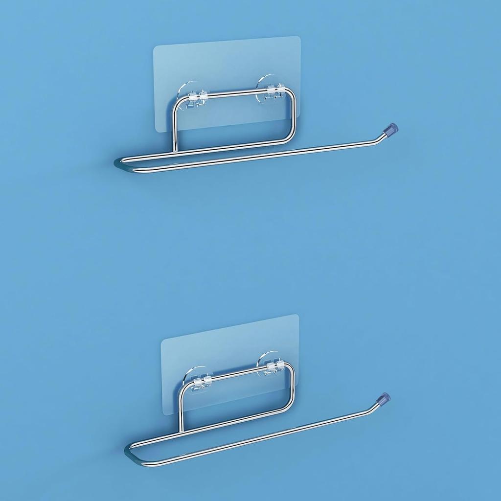 Self Adhesive Toilet Paper Roll Holder/Toilet Tissue Paper Holder/Toilet Roll Holder for Bathroom Accessories (Chrome - Pack of 2)