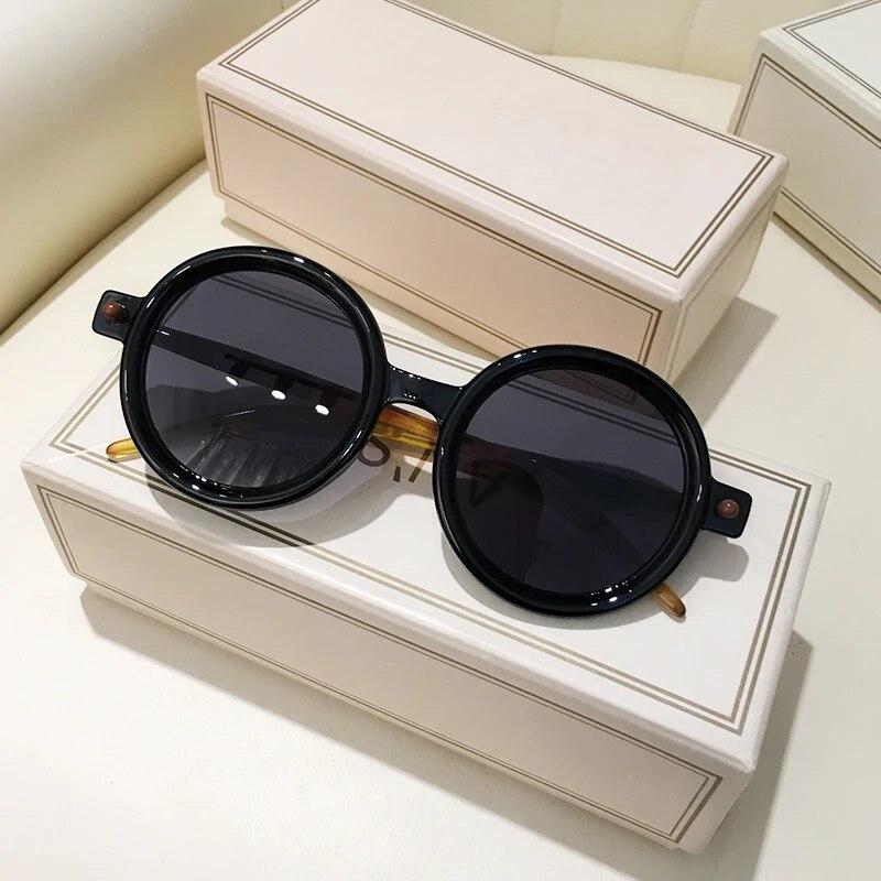 

Ретро серые розовые линзы круглые солнцезащитные очки женские 2022 брендовые модные блестящие круглые оправы мужские очки простые очки солнцезащитные очки as picture