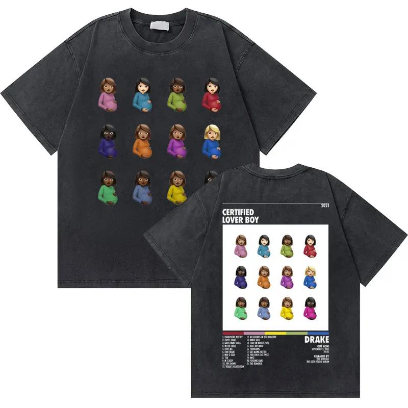 Washed Vintage Rapper Drake Take Care Album Graphic T Shirts Men Hip Hop Retro Tshirt Mens Fashion Casual Oversized Tee Shirt