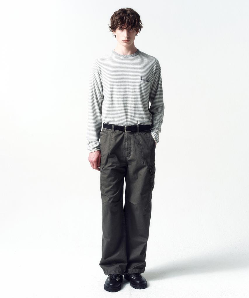 INSILENCE Cotton Cashmere Stripe Pullover Grey