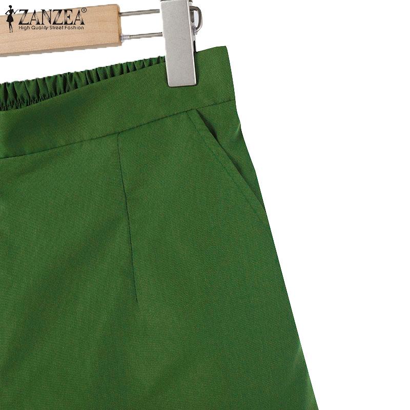 ZANZEA Women Summer Round Neck Sleeveless Vest Pocket Shorts Sets