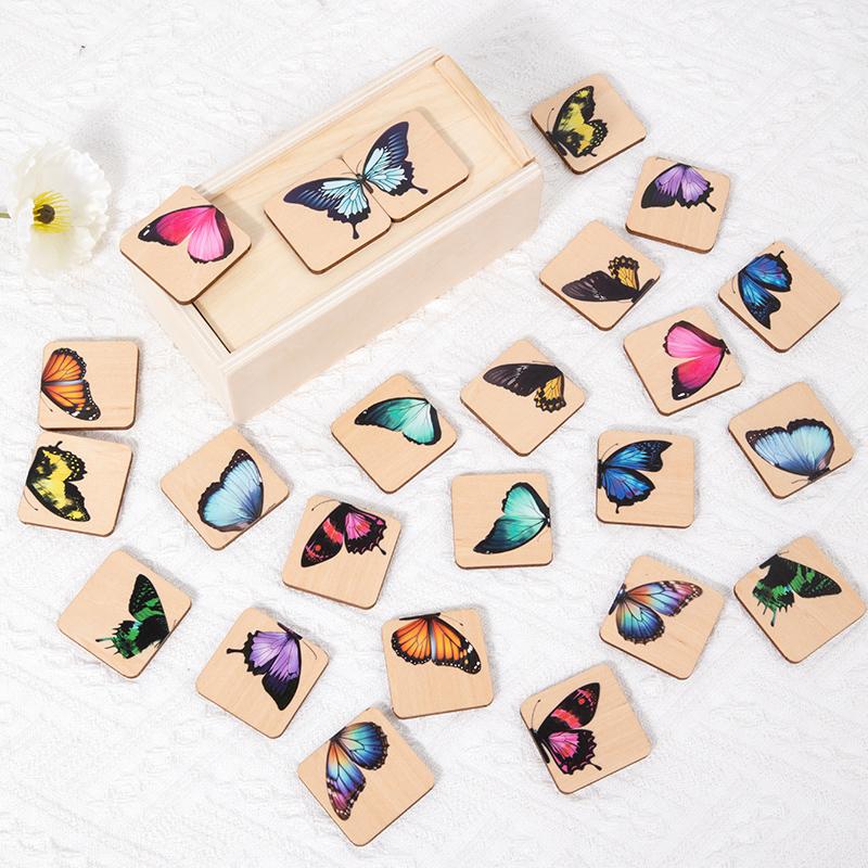 

Wooden Butterfly Puzzle - Montessori Educational Cognitive Toy For Children With Brightly Colored Wings And Wooden Storage Box