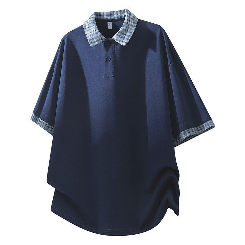 Men s Retro Faux Two-Piece Short-Sleeve Lapel T-Shirt Small