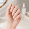 24Pcs Women Nude Press on Nails, Natural Glossy Almond Stick-on Fake Nails, Full Cover Long Glue on False Nails