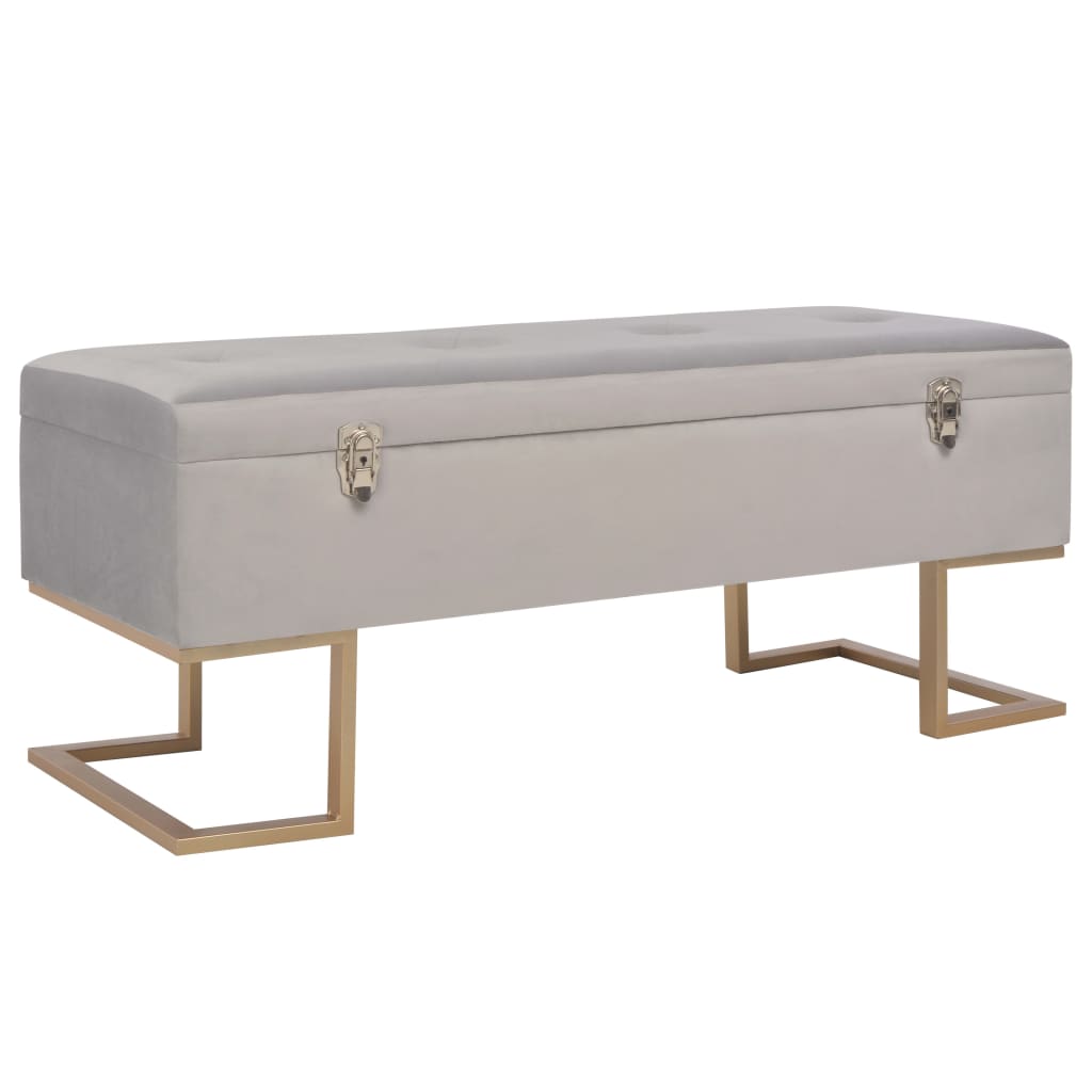 Vidaxl Ławka Ze Schowkiem, 105 Cm, Szara, Aksamitna