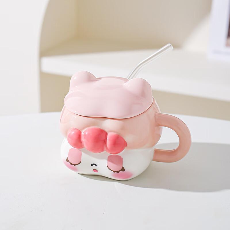 Cute Girl Ceramic Straw Mug