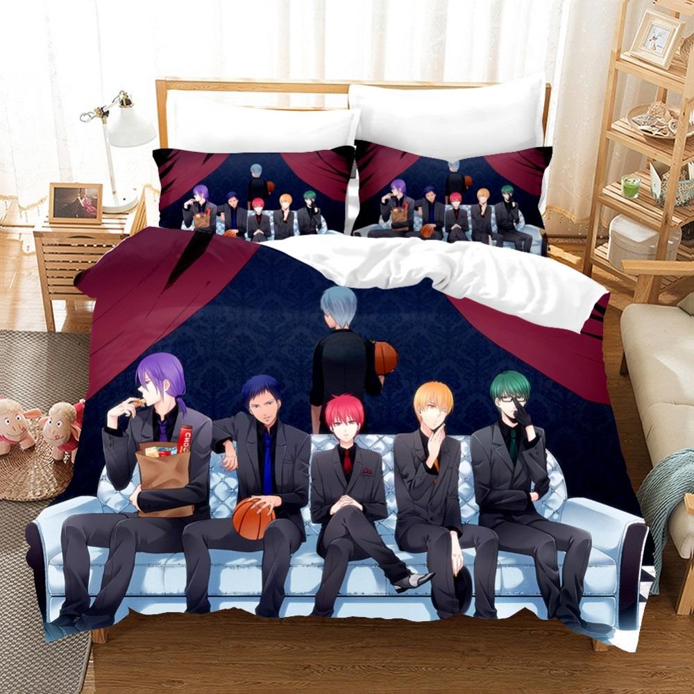 Anime KurokoS Basketball Kuroko Tetsuya Bedding Collection With Bed Linen Cartoon Duvet Cover Collection Pillowcase Twin Size For Boys Bedclothes