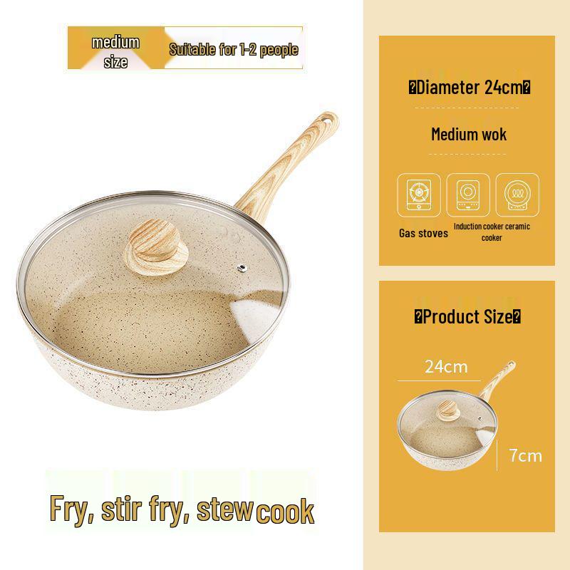 

Сковорода вок с плоским дном и антипригарным покрытием из камня майфань - без масла и дыма, совместима со всеми типами плит. Standard