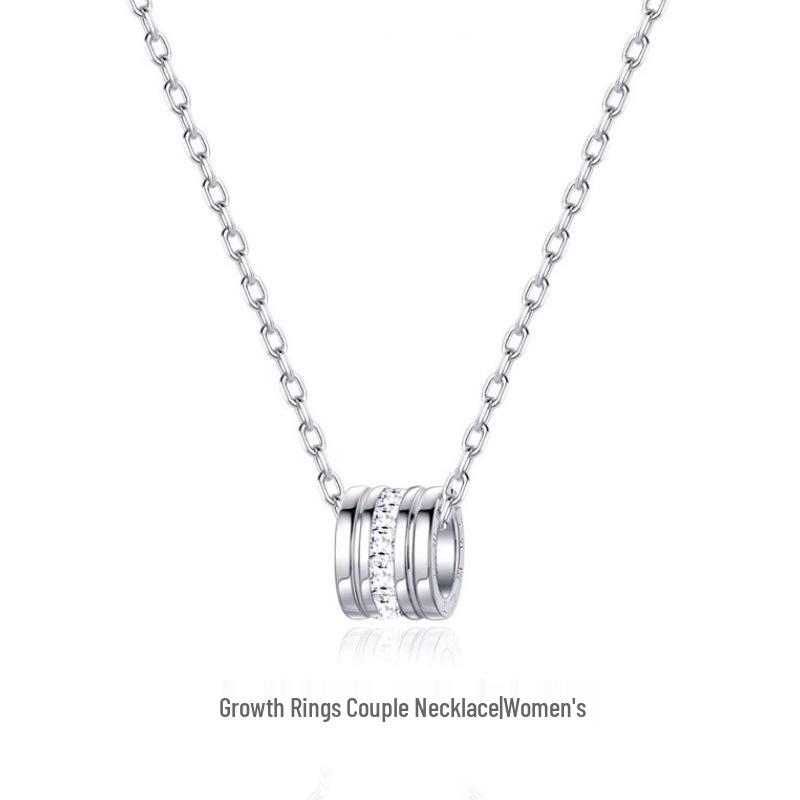 S925 Sterling Silver Couple Necklace: Luxurious Annual Ring Clavicle Chain for Women & Men 925 Sterling Silver