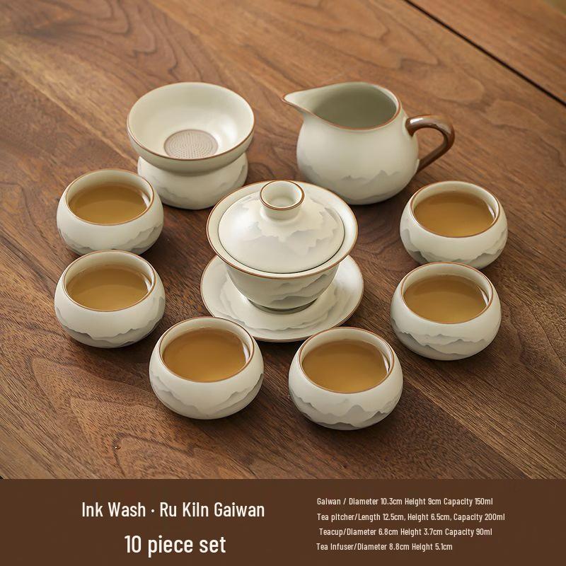 Chaxun Ink Wash Ru Kiln Kung Fu Tea Set
