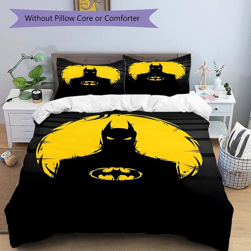 3pcs Batman, Superhero Cover Set,Soft Comfortable Duvet Cover,Guest Room (1*Duvet Cover + 2*Pillowcases, Without Core) yy251024031