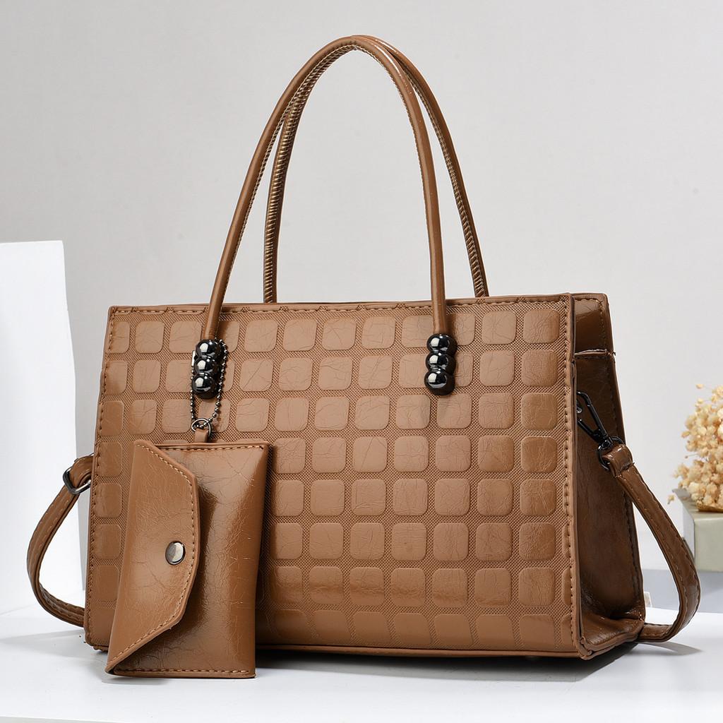 Elegant Pu Leather Tote Bag With Trendy Plaid Design Ideal For Everyday Outfits In Multiple Colors