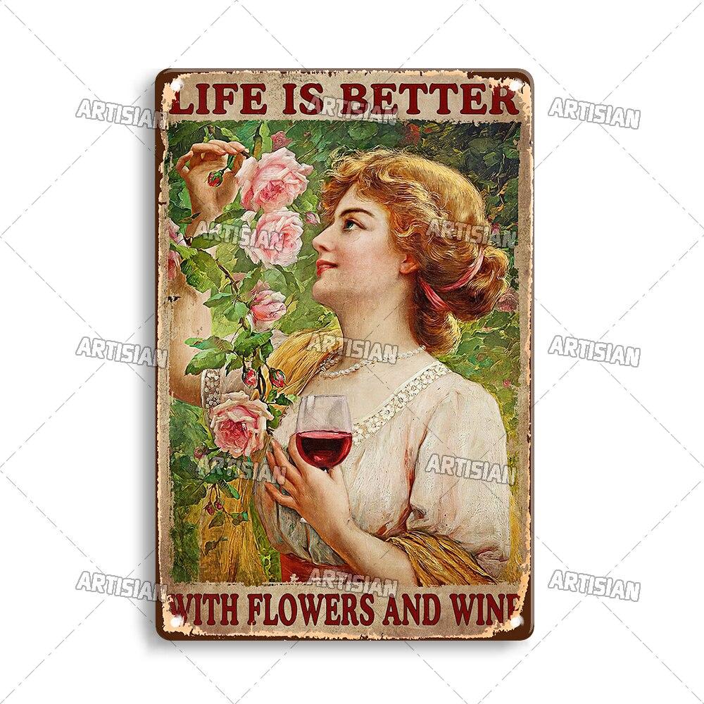 Artisian Gardening Metal Poster Flower Plant Tin Sign Decorative Wall Plaque for Garden Garage Bar Pub Club Hotel Cafe Kitch