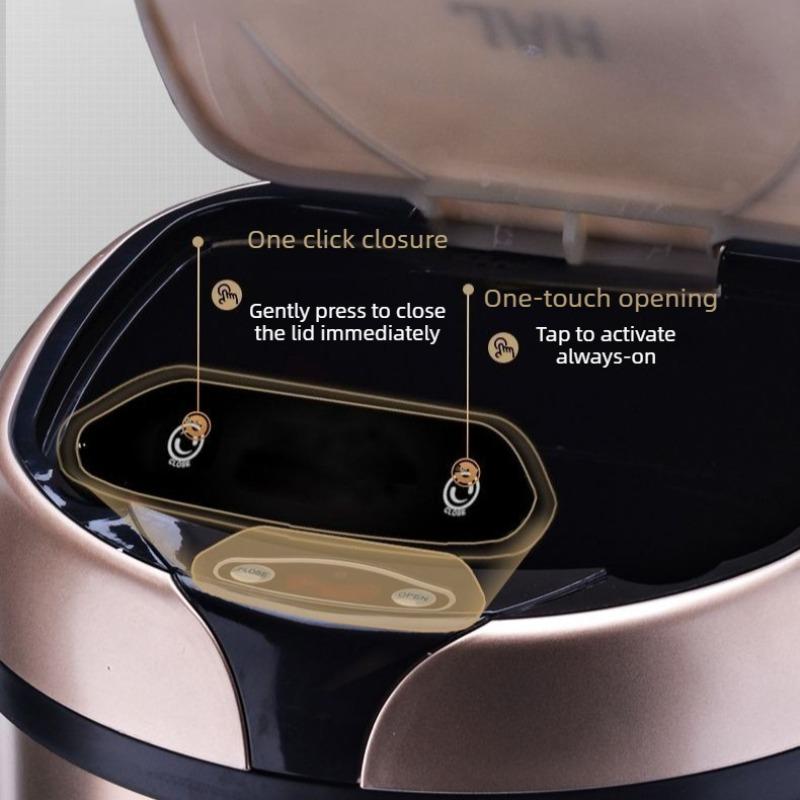 Automatic Sensor Trash Can Luxury Stainless Steel Trash Cans Large Capacity Kitchen Litter Bins Smart Bathroom Dustbin with Lid