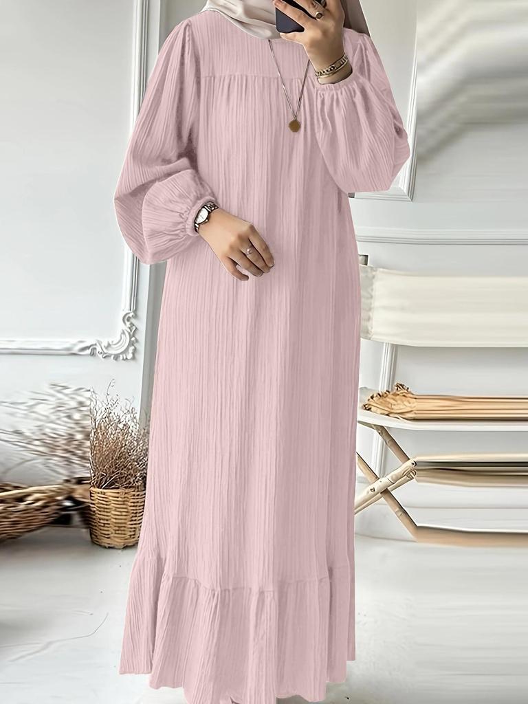 2024 Women's Long-Sleeve Vintage Ruffle Hem Dress - Spring/Autumn Fashion
