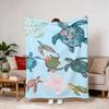 Dark Blue Dual Turtle Blue Hibiscus Fleece Blanket For Elegant Bedroom Decor Lightweight Plush Throw Blanket Cover