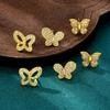 Luxury Full Diamond Butterfly Stud Earrings, Trendy Gold Jewelry for Women, Long-Lasting Color