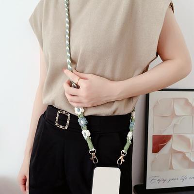 Geflochtenes Handy-Lanyard Baumwollseil Gänseblümchen-Blume Handy-Umhängeband, Länge: 120 cm (Nicht einstellbar)