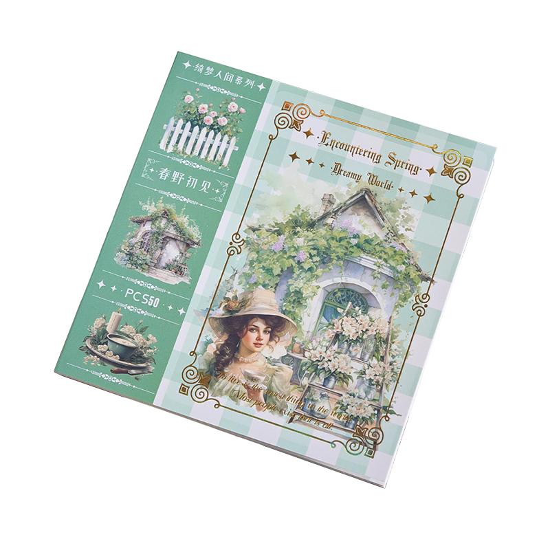 Garden Journal Stickers, 50 Sheets Washi Junk Journaling Sticker Book, Scrapbook Supplies, Watercolor Scrapbooking For Adults