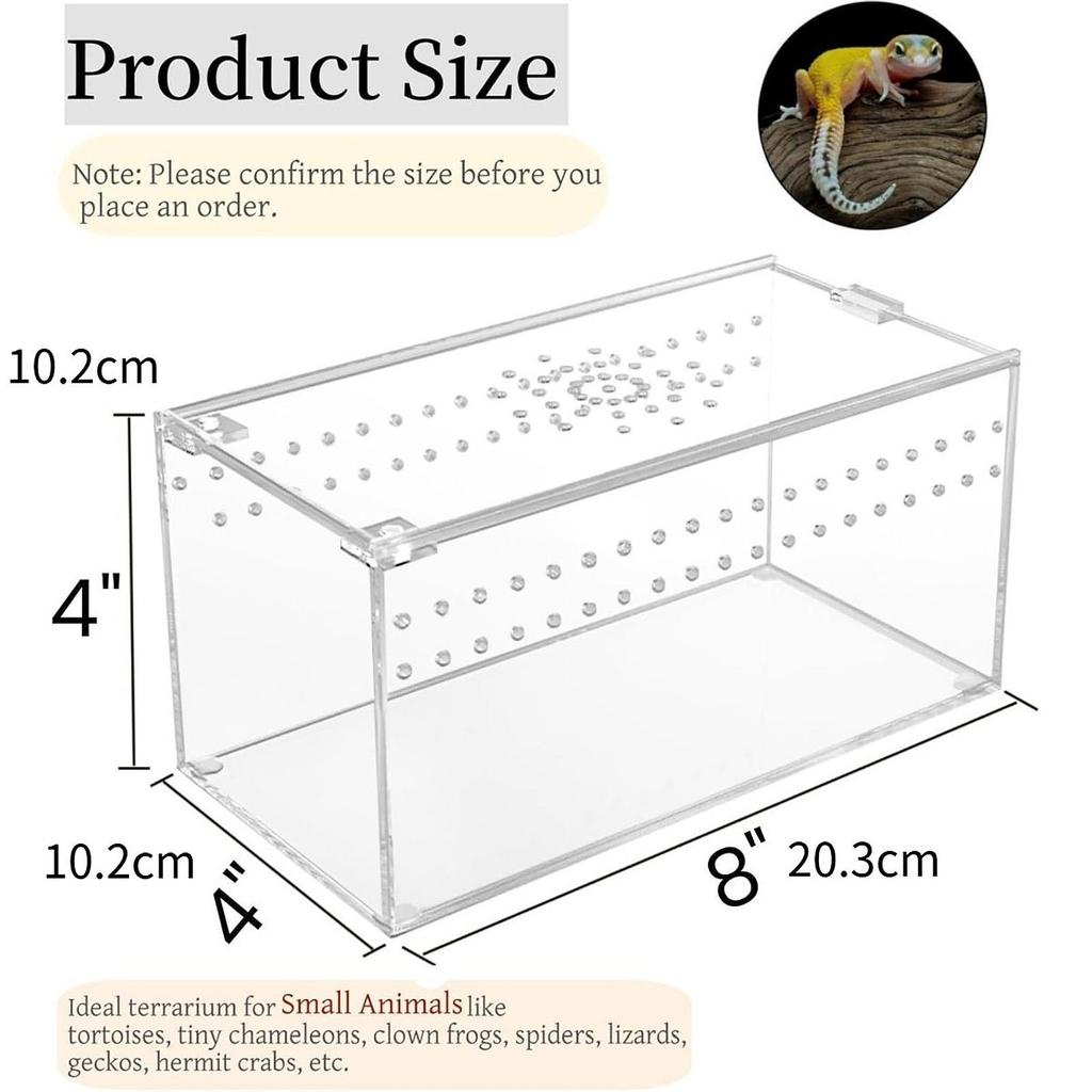 Reptile Terrarium Container Ventilation Lightweight Breathable Enclosure Acrylic Reptiles Cage for Terrapin Snake Amphibians