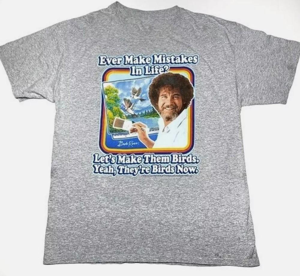 Новая футболка Bob Ross Ever Make Mistakes Подарок для фанатов Унисекс S-5XL Футболка Унисекс Футболка M