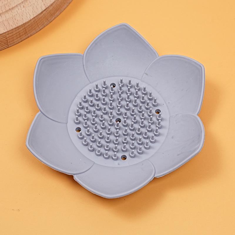 Silicone Lotus Soap Dish - Universal Punch-Free Draining Box for Kitchen & Bathroom