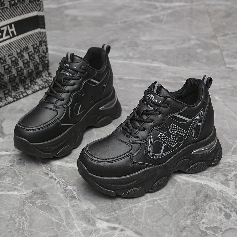 Dad shoes small inner height increase leather surface white shoes women's 2025 spring and autumn new thin versatile casual sports shoes