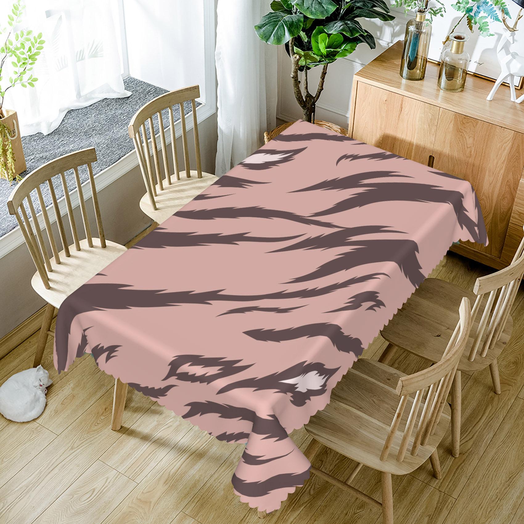 Nappe Motif Zèbre Imprimé Léopard Thème Animaux de la Ferme Jungle Fête d'Anniversaire Baby Shower Housse de Table Imperméable Décoration de Maison 160x220cm